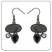 Pendant Set Black Mother of Pearl Stone Jet Cubic Zirconia necklace earring NWT