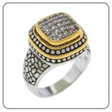Cable Ring Cubic Zirconia two tone antique rhodium plate Silver Yellow Gold NWT