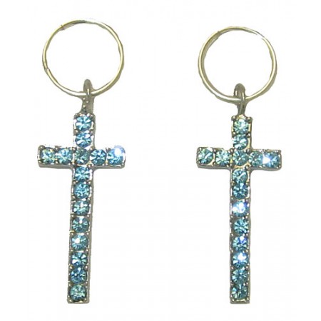 Cross Earring Wholesale Blue Topaz Crystal