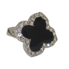 Enamel Wholesale Desinger Ring White Gold Jet Black