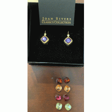 Joan Rivers Earring set 5 pair yellow gold multi colored crystal boxed euro NWT