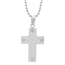 Stainless Steel Cross Pendant screw accent Chain 18 inch ball chain NWT