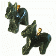 Hand Craved Jade Donkey Pendant Charm Chinese Green Asian 18 Karat Gold Bale NWT