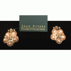 Joan Rivers Earring Pearl yellow gold crystal round boxed Pierced NWT