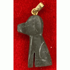 Hand Craved Jade Puppy Dog Pendant Vintage Chinese Asian Charm 18kt gold NWT