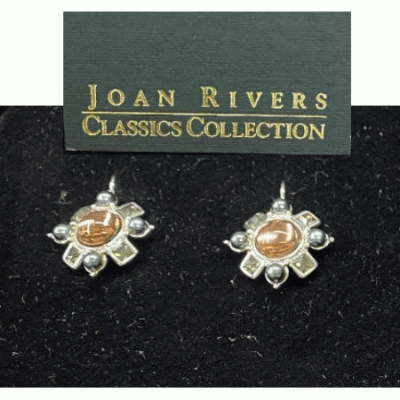 Joan Rivers Earring white gold topaz crystal drop flower boxed epoxy pierced NWT