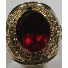 Air Force Ring Red crystal stone 18 Karat Gold US 