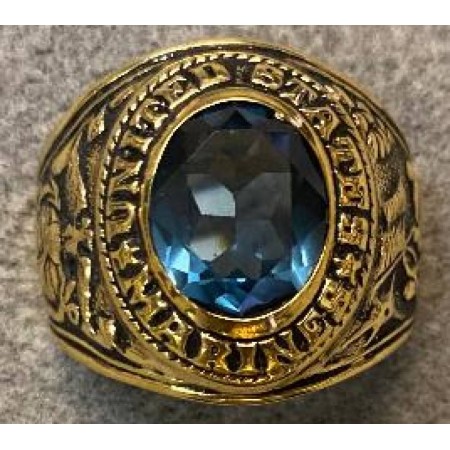 Marine Ring crystal stone 18 Kt Gold US MADE NWT 