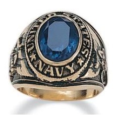 US Navy Ring with blue sapphire crystal NWT