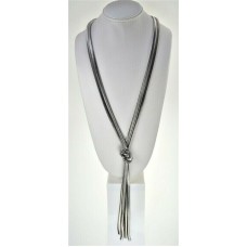 Express lariat style tassel necklace snake chain white gold plate long NWT