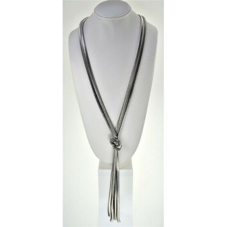 Express lariat style tassel necklace snake chain white gold plate long NWT