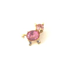 Joan Rivers Brooch yellow gold pink clear crystal pig pin boxed NWT