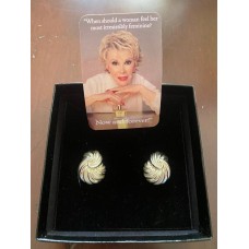 Joan Rivers Earring white gold silver disc crystal clear white boxed NWT