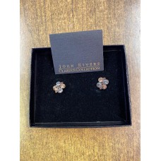 Joan Rivers Earring multi colored crystal boxed round pierced NWT