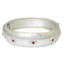 White Gold Hinged Bangle Bracelet 