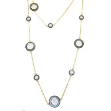 Wholesale Two Tone Gunmetal And Gold Necklace set with Cz