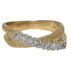 Criss Cross CZ Designer Ring best selling yellow gold