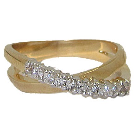 Criss Cross CZ Designer Ring best selling yellow gold