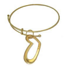Expandable Bangle with Large Open Yellow Heart