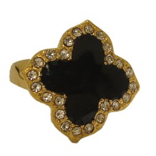 Enamel Wholesale Desinger Ring Yellow Gold Jet Black