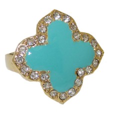 Enamel Desinger Ring Yellow Gold Turquoise