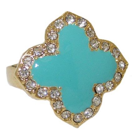 Enamel Desinger Ring Yellow Gold Turquoise