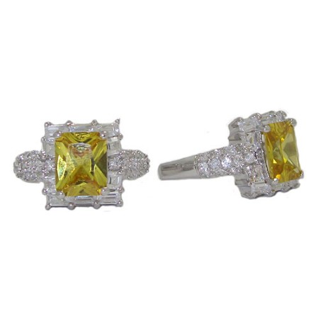 Emerald Cut Cz Celebrity's Citrene Yellow