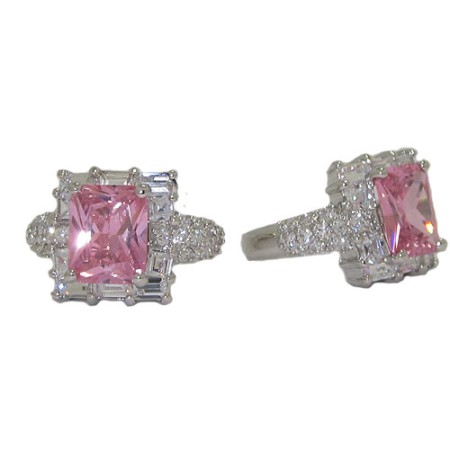 Emerald Cut Cz Celebrity Pink