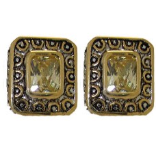 Citrene Cz Designer Earrings Accented 18 KT Gold