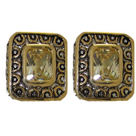 Citrene Cz Designer Earrings Accented 18 KT Gold