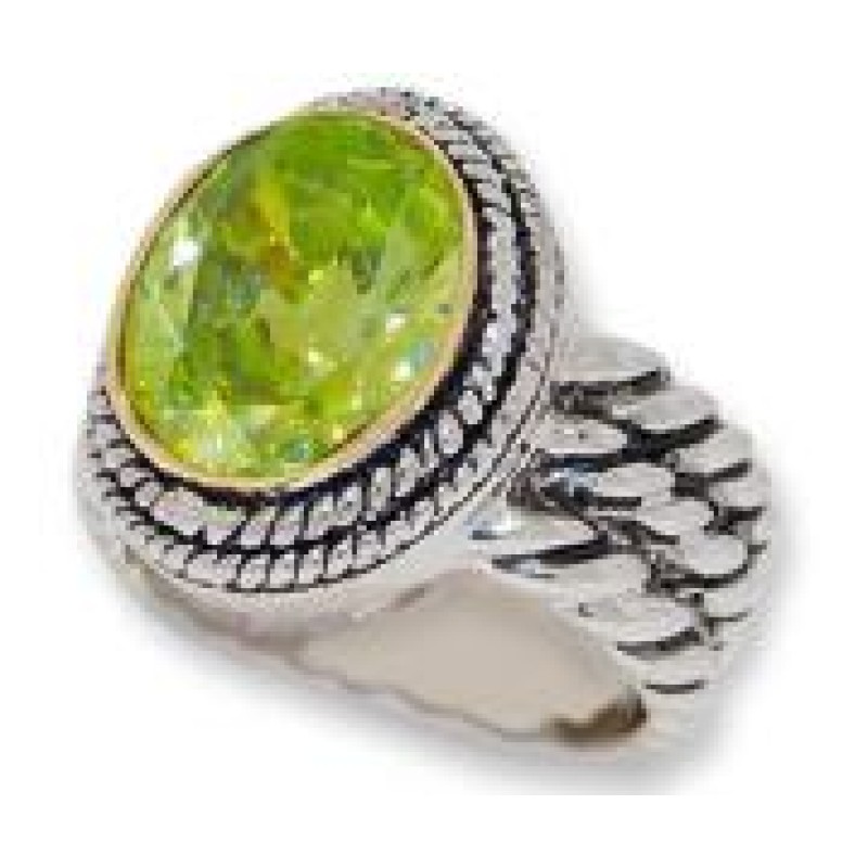 Double Cable Wholesale Ring Austrian Crystal Peridot