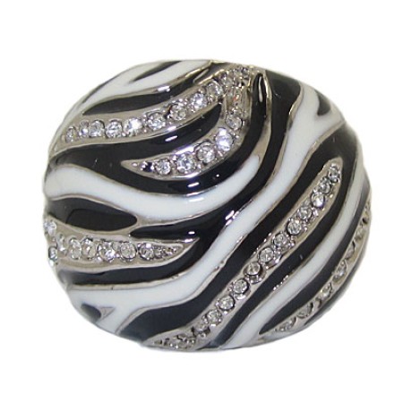 Animal Print Black And White Gold Ring