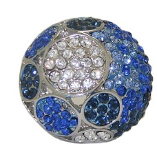 Sapphire and clear white crystals dome ring