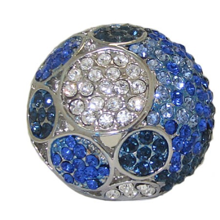 Sapphire and clear white crystals dome ring