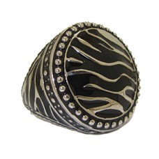 Silver And Jet Black Epoxy High Fashion Ring