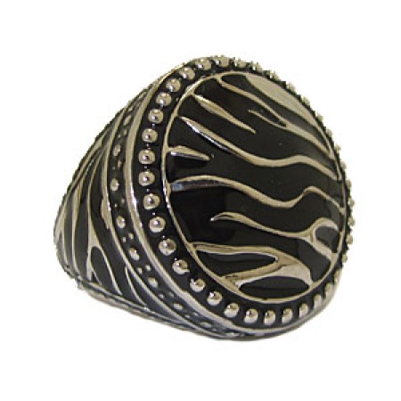 Silver And Jet Black Epoxy High Fashion Ring