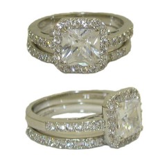 Wedding Engagement Ring in Rhodium with White Diamond
