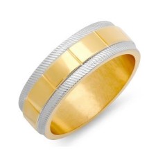 Men's Two-Tone Ring in 18 KT Gold Plated And Metallic