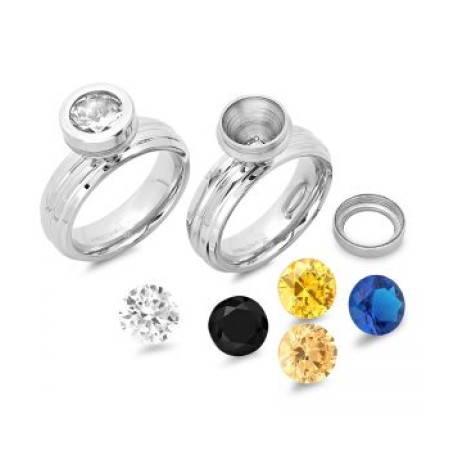 Stainless Steel Interchangeable CZ Ring