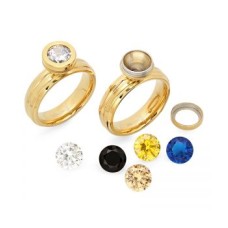 Stainless Steel Interchangeable CZ Ring 18 Karat Gold