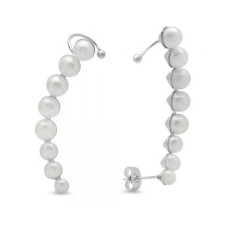 Ladies Stainless Steel Climber Cuff Earrings With Simulated Pearls