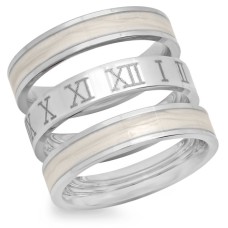 3 Stainless Steel Rings with Roman Numbers