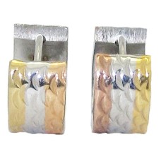 Stainless Steel Huggie Hoop Earring in Tri Color Gold