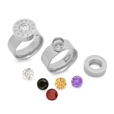 Stainless Steel Ring Interchangeable Colored CZ stones