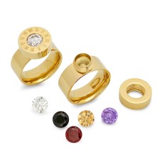 18kt plated stainless steel ring removable CZ color stones