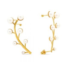 Steel Climber Cuff Earrings With Simulated Pearls