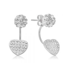 Stainless Steel Ear Jacket Earrings With Heart and Fireball Designs