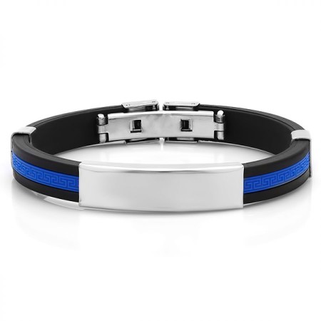 Men's Rubber Wholesale Bracelet in Black and Blue 