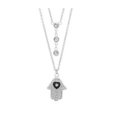 Ladies Stainless Steel Hamsa and CZ Stones Necklace two necklaces