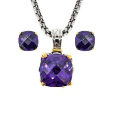 Two Pcs Set Earring Necklaces Amethyst wholesale jewelry 